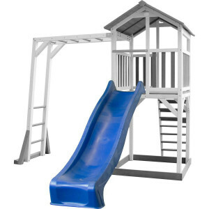 AXI Beach Tower Climbing frame with Gray / white - Blue Slide