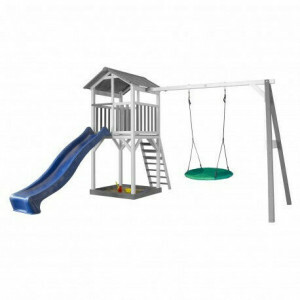AXI Beach Tower Play Tower with Summer Nest Swing Gray / White - Blue Slide