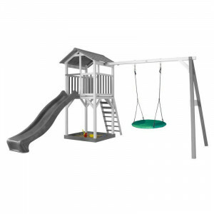 AXI Beach Tower Play Tower with Summer Nest Swing Gray / White - Gray Slide