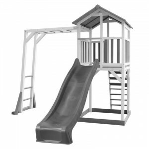 AXI Beach Tower Play Tower with Climbing Frame Gray / White - Gray Slide
