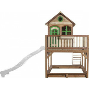 AXI Liam Playhouse Brown / Green - FSC - Sandpit incl. Cover - White Slide
