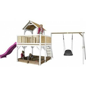 Axi Safari Atka Play Tower With Roxy Nest Swing Brown / White - Purple Slide