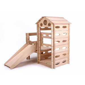 Montessori Wooden Playhouse with slide 