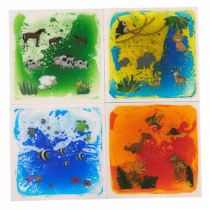 Animal Themed Liquid Floor Sensory Tiles Set of 4 30cm Visual and Tactile Exploration