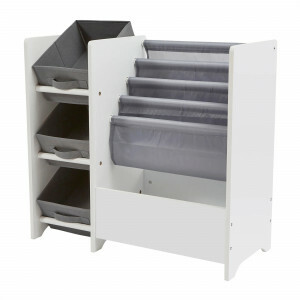 Kids White Display Unit With Fabric Storage Boxes